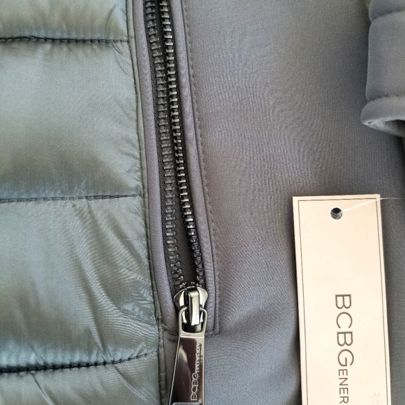 BCBGeneration Quilted Winter Puffer Coat in Gun Metal with Fur lined Hood - Picture 6 of 16